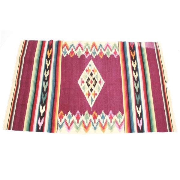 Mid 1900's Saltillo Medallion Zapotec Woven Rug