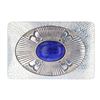 Image 1 : Heavy Navajo Lapis Sterling Silver Buckle by J.L.