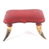 Image 1 : Victorian Steer Horn Upholstered Footstool C.1920