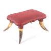 Image 2 : Victorian Steer Horn Upholstered Footstool C.1920