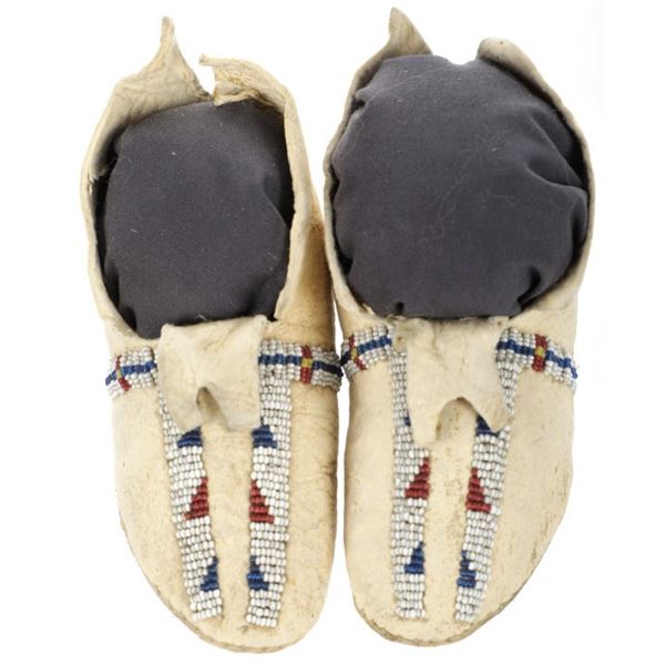 C. 1880 Southern Cheyenne Beaded Hide Moccasins