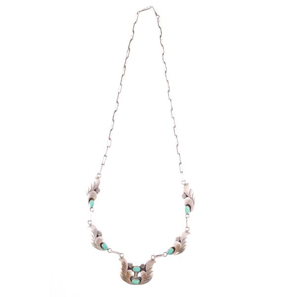 Navajo Sterling Silver Turquoise Necklace c. 1960s