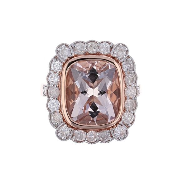 Natural Morganite Diamond & 14k Rose Gold Ring