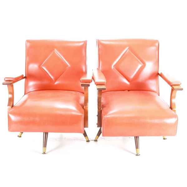 Mid-Century Modern Naugahyde Accent Armchairs