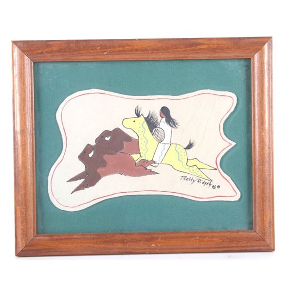 Betty Ridgely Hand Painted Buffalo Hunt On leather