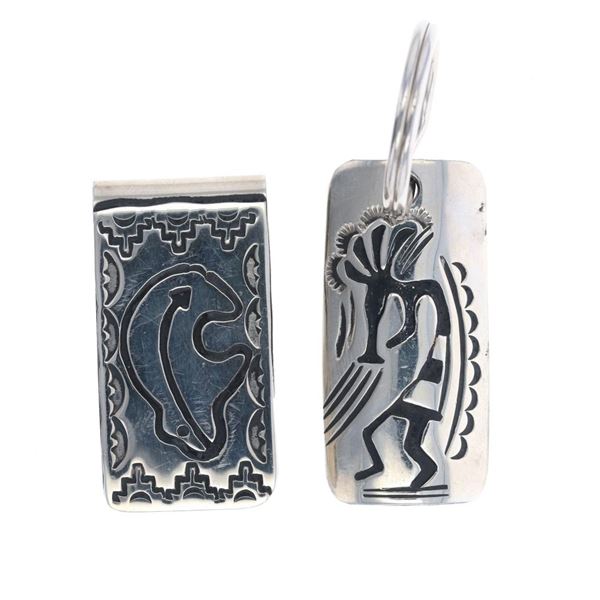 Navajo Silver Kokopelli Key FOB & Bear Money Clip