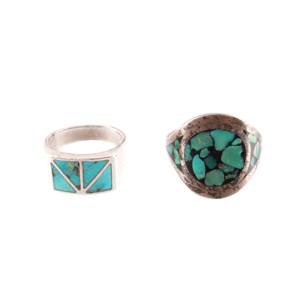 Navajo Sterling Silver & Turquoise Inlay Rings