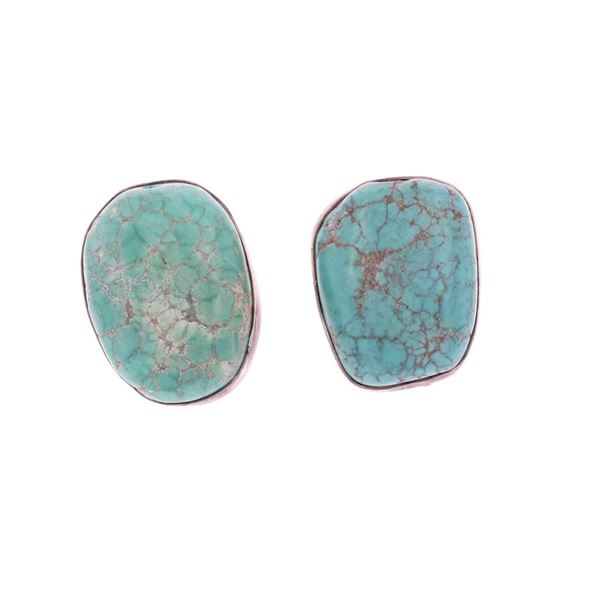 Navajo Sterling Silver Turquoise Clip On Earrings