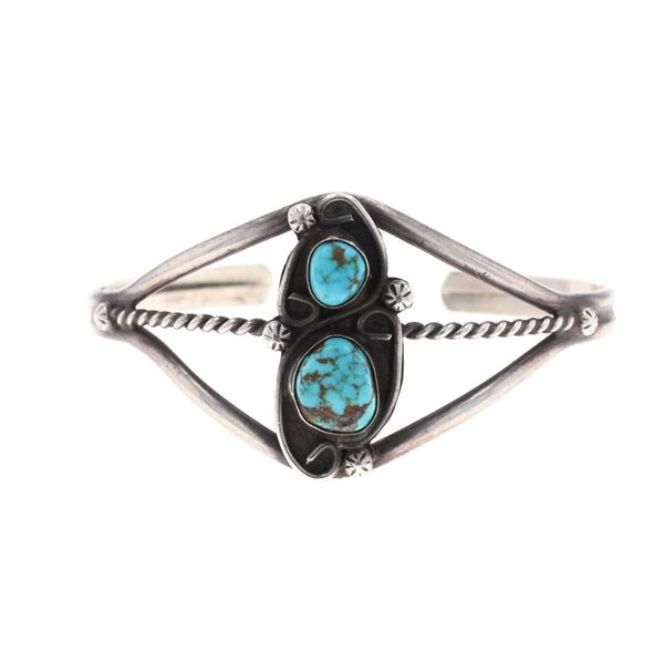 Navajo Silver Cripple Creek Turquoise Bracelet