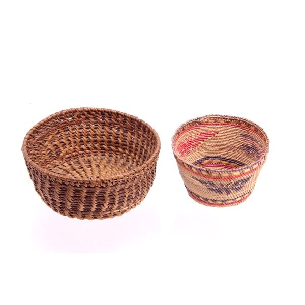 Paiute Indian Pine Needle & Wicker Basket Pair