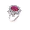 Image 8 : Natural Ruby VS1 Diamond & Platinum Ring