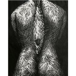 Peter Drake, Swallowing Bread, Woodcut 