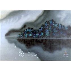 David Lee, Misty Landscape Chinese Lithograph