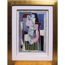 Pablo Picasso, Femme au Tablier Raye Vert, Lithograph 