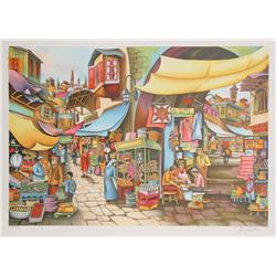 Ari Gradus, Market Place, Lithograph