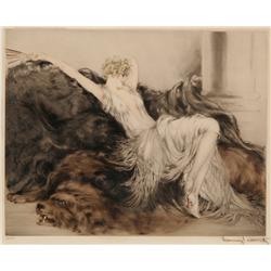 Louis Icart, Paresse, Etching 1925