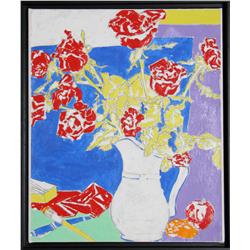 Knox Martin, Red Roses, Artist's Room, Painting