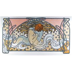 Alphonse Mucha, Kissing Mermaids, Estate Lithograph