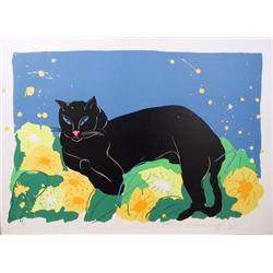 Walasse Ting, Black Cat, Lithograph 