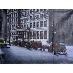 Rugero Valdini, Horse Carriages by the Plaza I, Painting