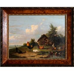Cornelius Van Leemputten, Barnyard Scene, Painting