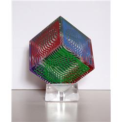 Victor Vasarely, Moire Wave, Lucite Sculpture 