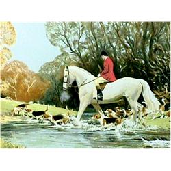 Frank Wootton, Huntsman Crossing Stream, Lithograph