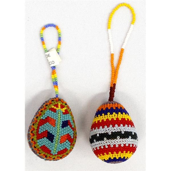 2 Huichol Beaded Eggs