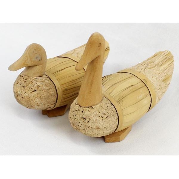 Philippine Hand Crafted Wood and Straw Ducks
