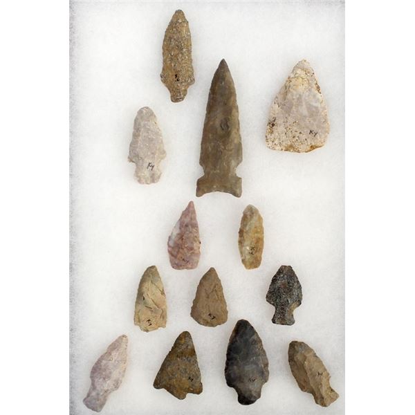 13 Prehistoric Native American Stone Arrowheads