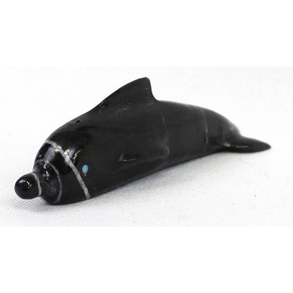 1993 Zuni Black Marble Dolphin Fetish by Chavez