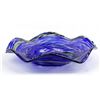 Image 3 : Hand Blown Blue and Green Glass Ruffled Rim Bowl