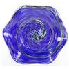 Image 4 : Hand Blown Blue and Green Glass Ruffled Rim Bowl