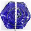 Image 5 : Hand Blown Blue and Green Glass Ruffled Rim Bowl