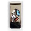 Image 1 : Navajo Turquoise and Coral Money Clip