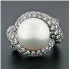 Image 2 : Jean Vitau 18k Black Gold 13.4mm Round Pearl & Diamond Bypass Statement Ring