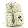 Image 1 : Gucci Green Neutral Printed Satin with Applique MLB Front Pocket Medium Backpack