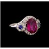 Image 1 : 14KT White Gold 2.62 ctw Tourmaline, Sapphire and Diamond Ring