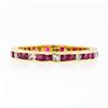 Image 5 : Vintage 18k Yellow Gold Channel French Ruby & Diamond Engraved Stack Band Ring