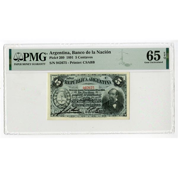 Banco de la Nacion, 1891 Issue Banknote