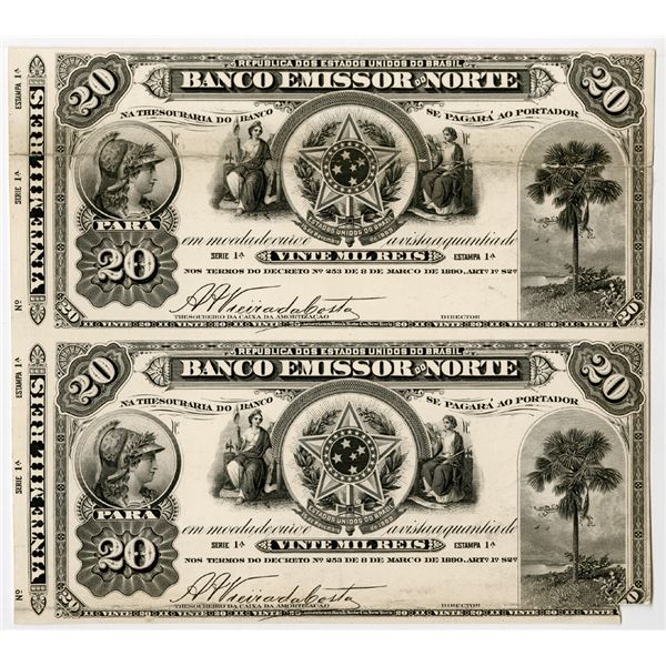 Republica Dos Estados Unidos Do Brasil, Banco Emissor Do Norte, ND (Decree of 1890) Estampa 1A, Uncu