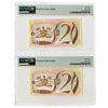 Image 2 : Government of St. Helena, 2012 High Grade Issued Sequential Banknote Pair Including "Top Pop" 20 Pou