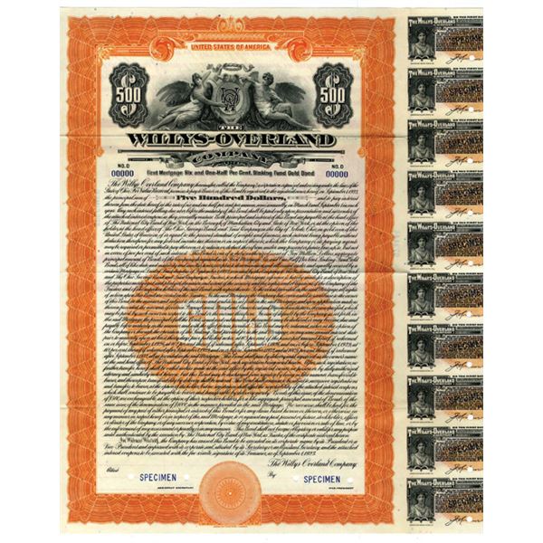 Willys-Overland Co. 1923 Specimen Bond