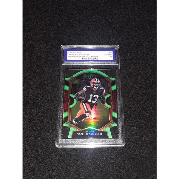 ODELL BECKHAM JR, 2020 Select, NEON GREEN Die-Cut PRIZM, GEM MT 10