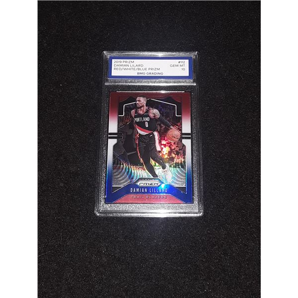 DAMIAN LILARD, 2019 Prizm, RED/WHITE/BLUE PRIZM, GEM MT 10