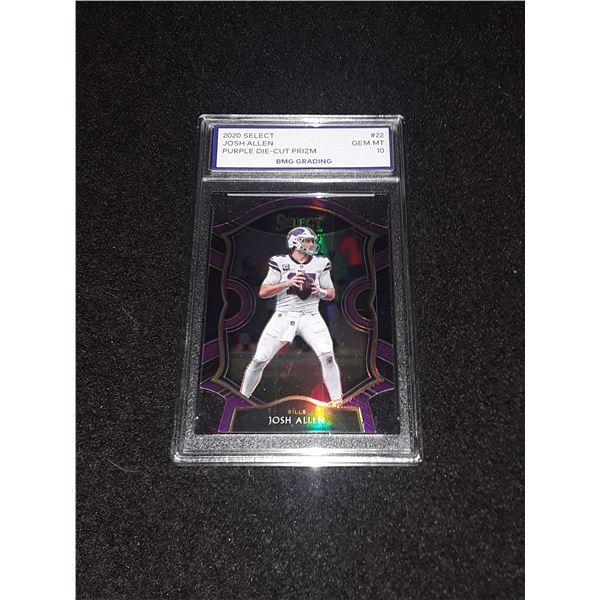 JOSH ALLEN, 2020 Select, PURPLE Die-Cut PRIZM, GEM MT 10