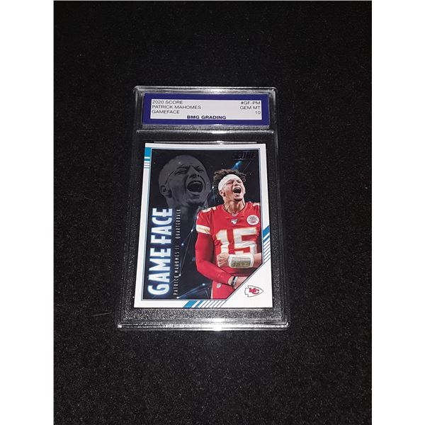 PATRICK MAHOMES, 2020 Score, GEM MT 10, Gameface