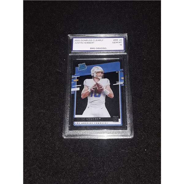 JUSTIN HERBERT, 2020 Donruss Clearly, GEM MT 10