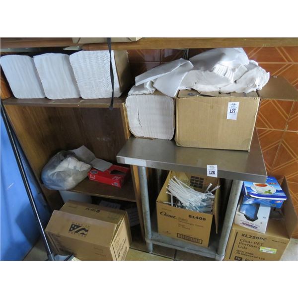 Napkins, Straws, Paper Supplies on Shelves