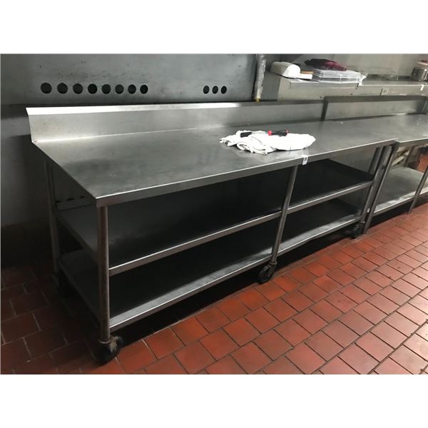 S/S Rolling 8' Table w/Dbl. Undershelf